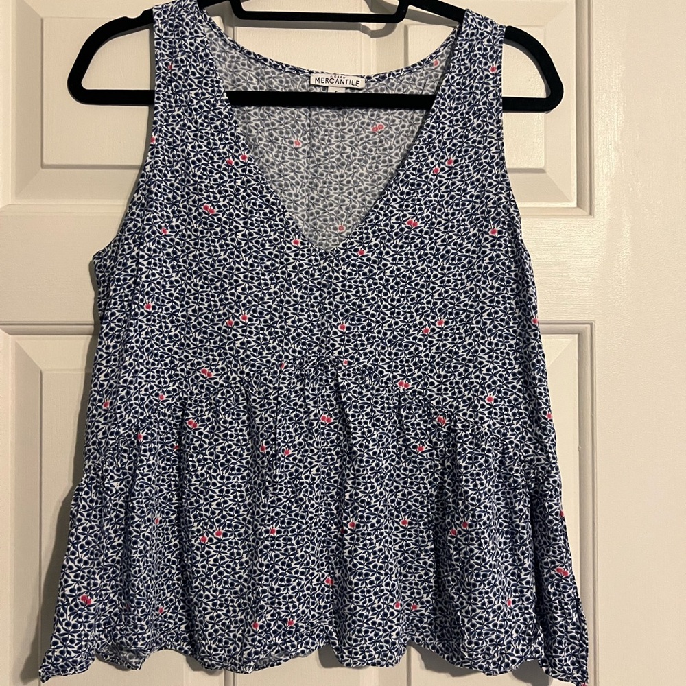 Floral V Neck Peplum Tank Top